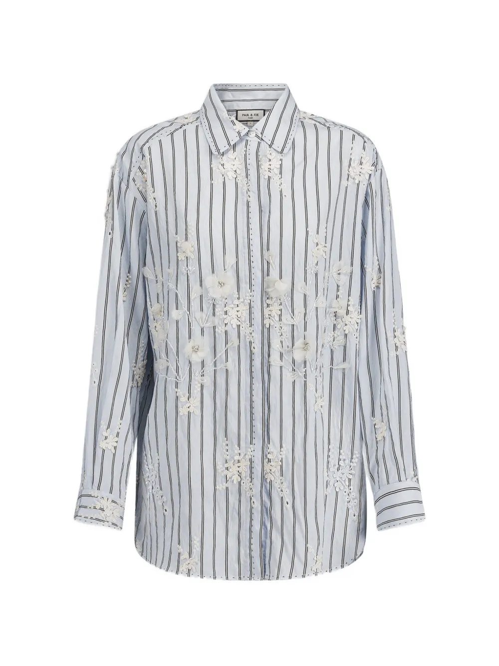 Paul & Joe floral-embroidered striped shirt - Blue