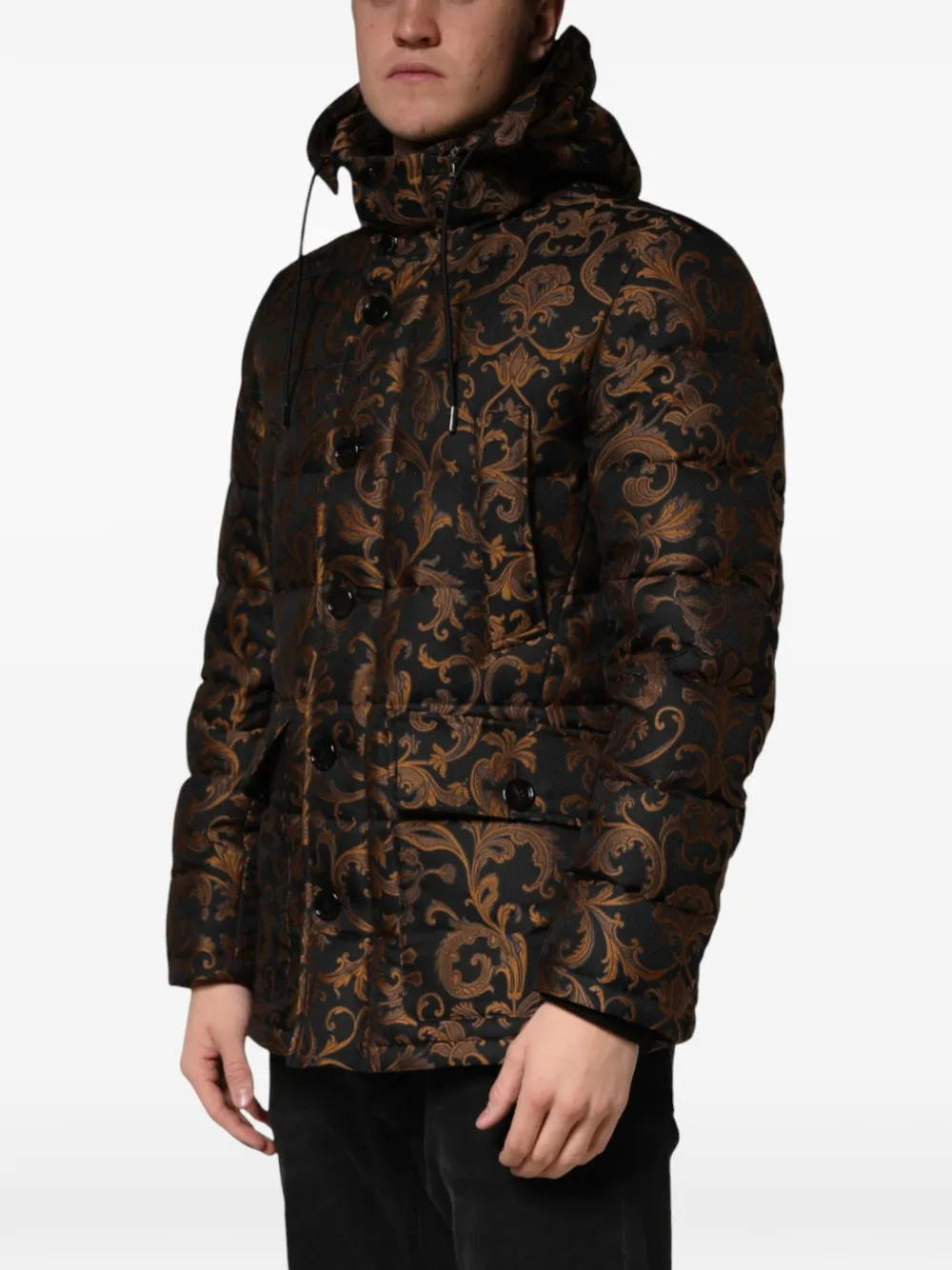 Dolce & Gabbana Jack met bloemenjacquard en capuchon Zwart
