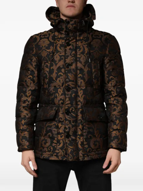 Dolce & Gabbana chamarra con capucha y motivo floral en jacquard