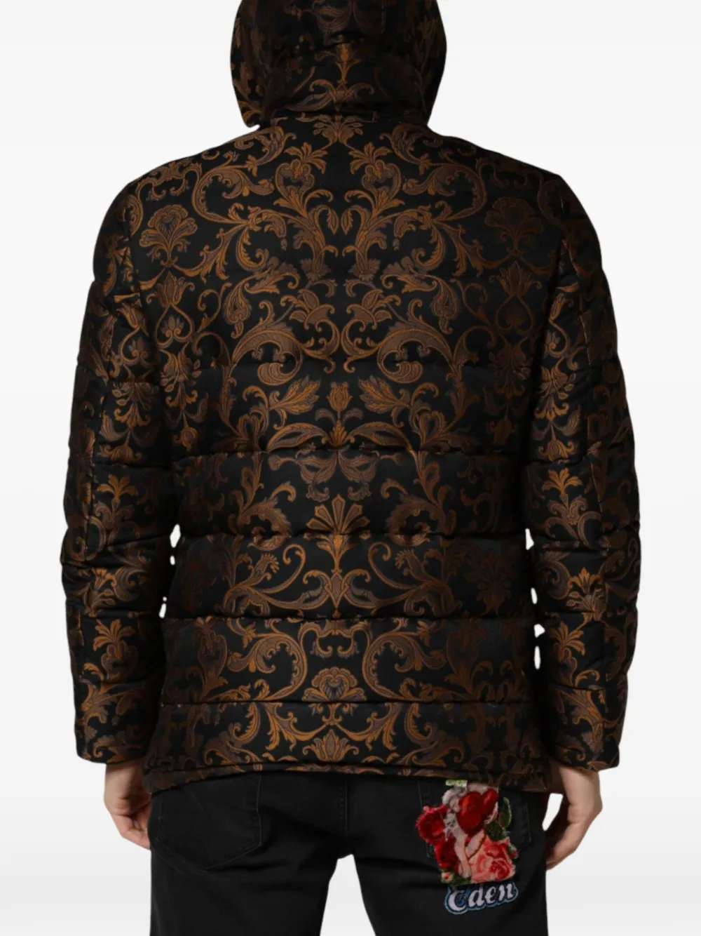 Dolce & Gabbana Jack met bloemenjacquard en capuchon Zwart