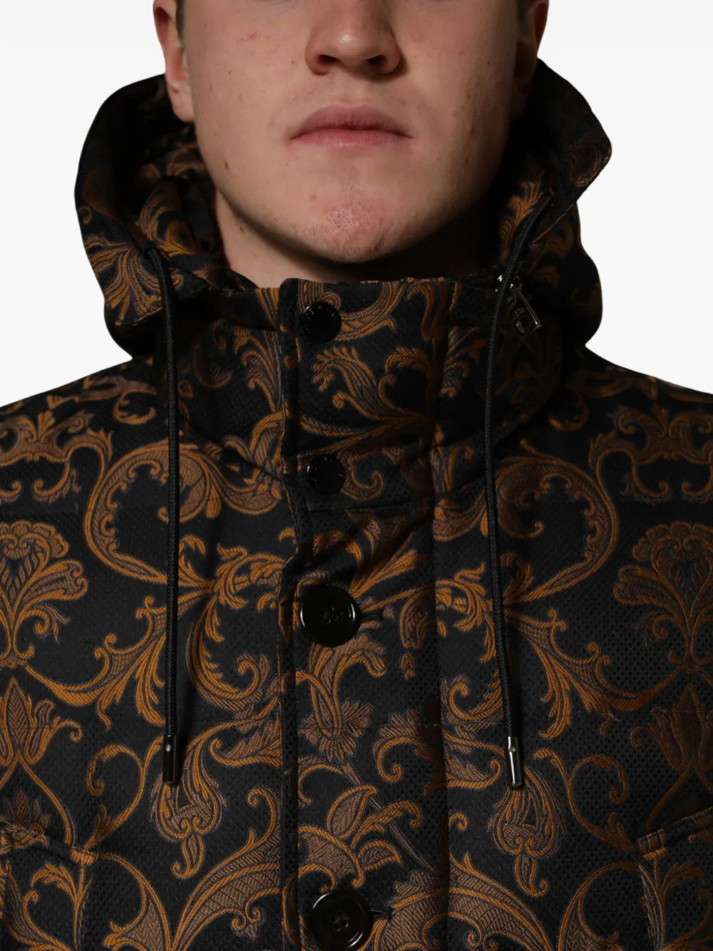 Dolce & Gabbana Jack met bloemenjacquard en capuchon Zwart