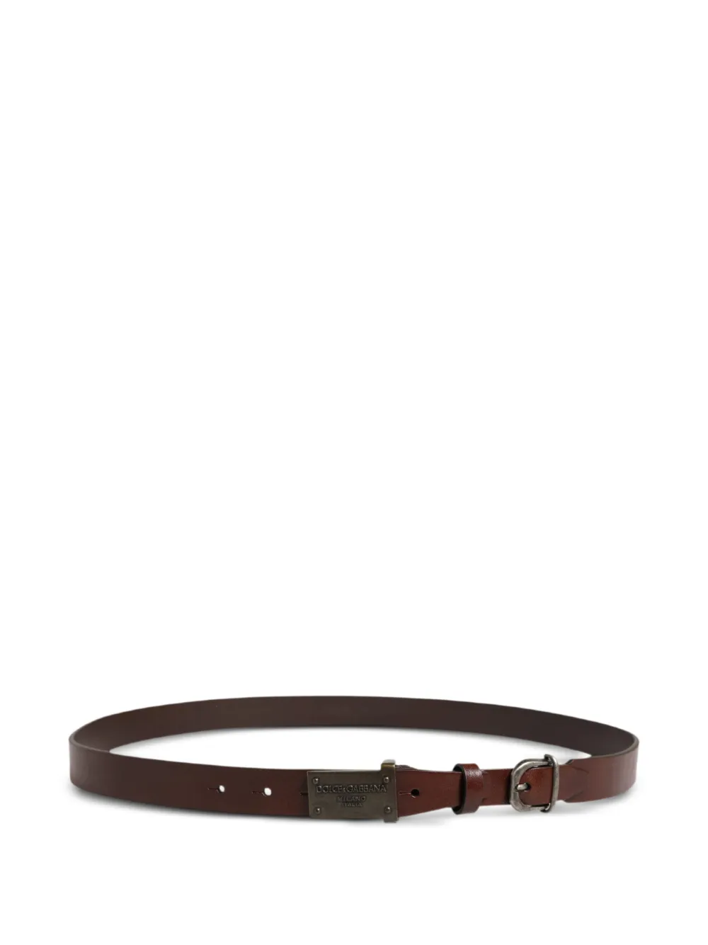 Dolce & Gabbana Leren riem met logoplakkaat Bruin
