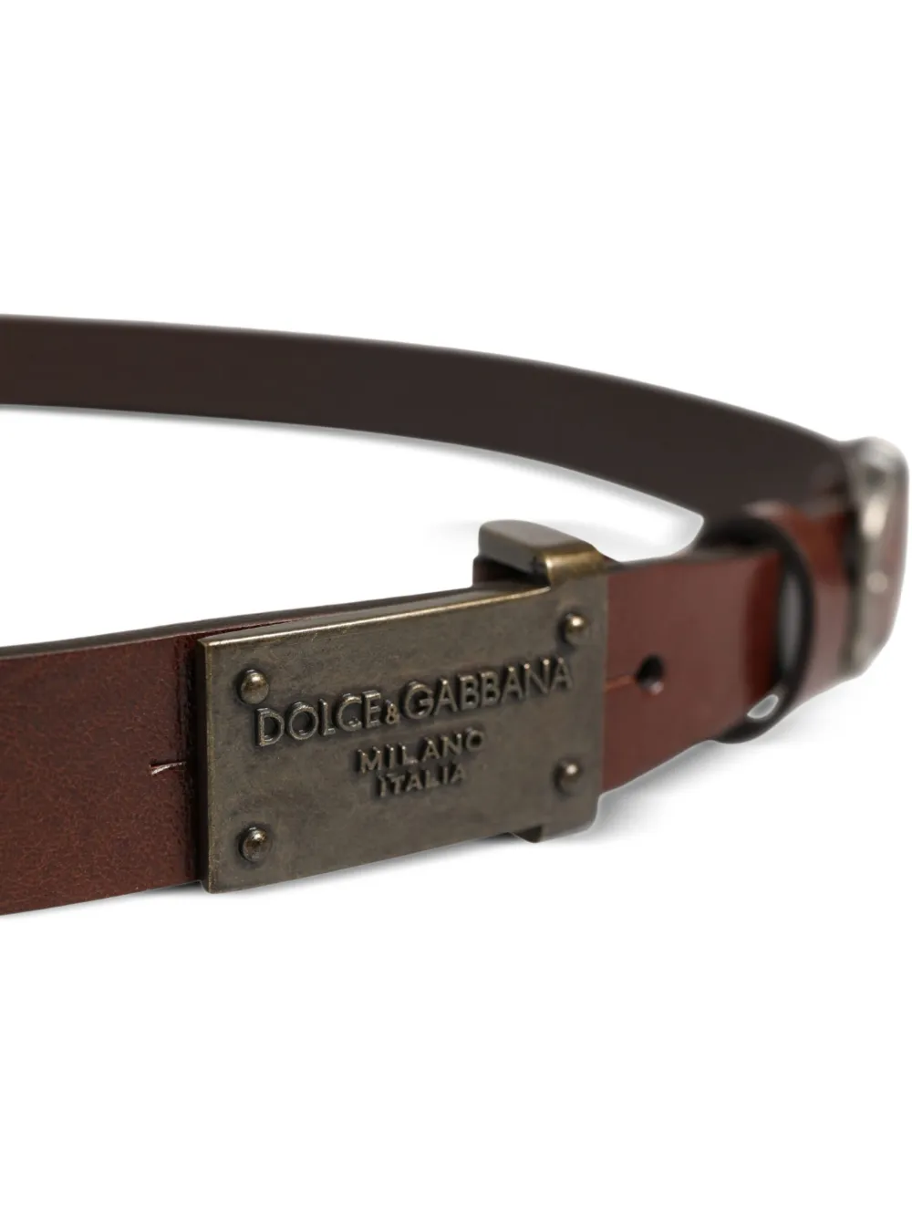Dolce & Gabbana Leren riem met logoplakkaat Bruin