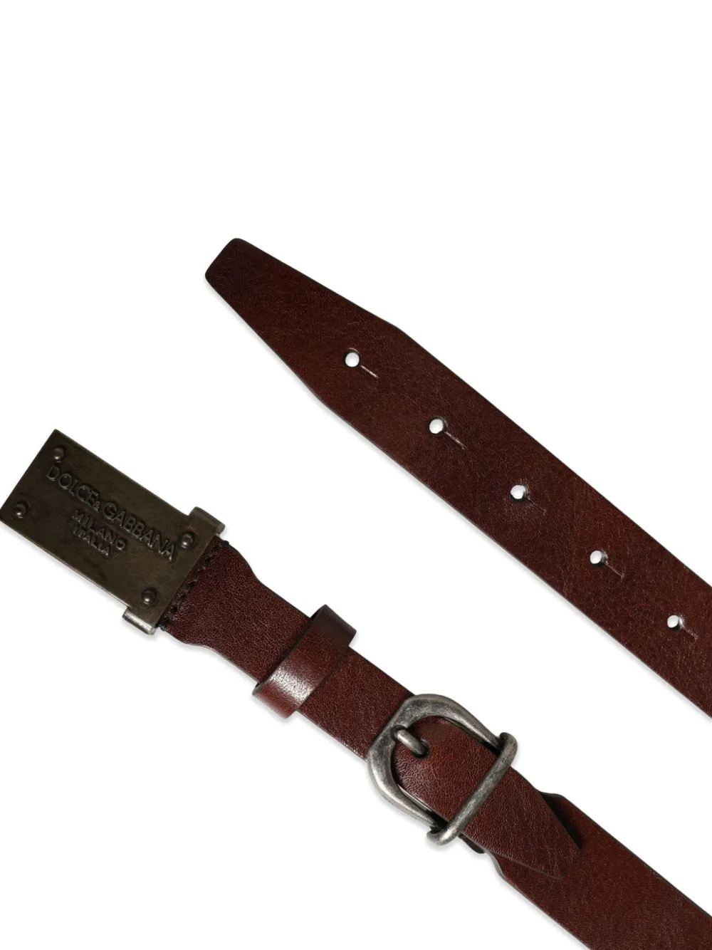 Dolce & Gabbana Leren riem met logoplakkaat Bruin