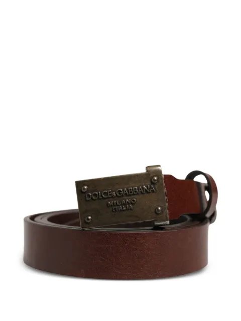 Dolce & Gabbana logo-plaque leather belt