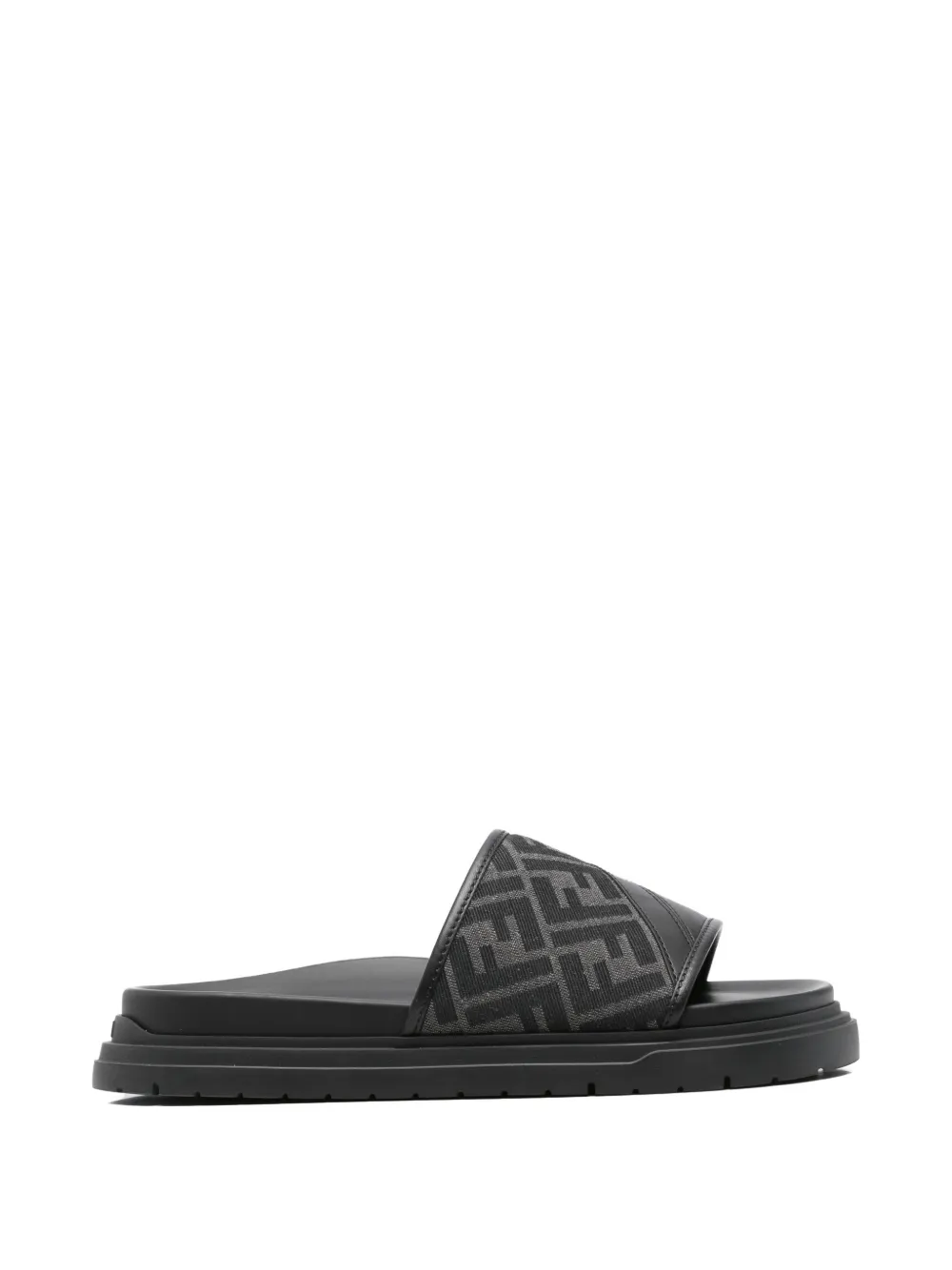 Pre-owned Fendi Ff-jacquard Sandals In Black