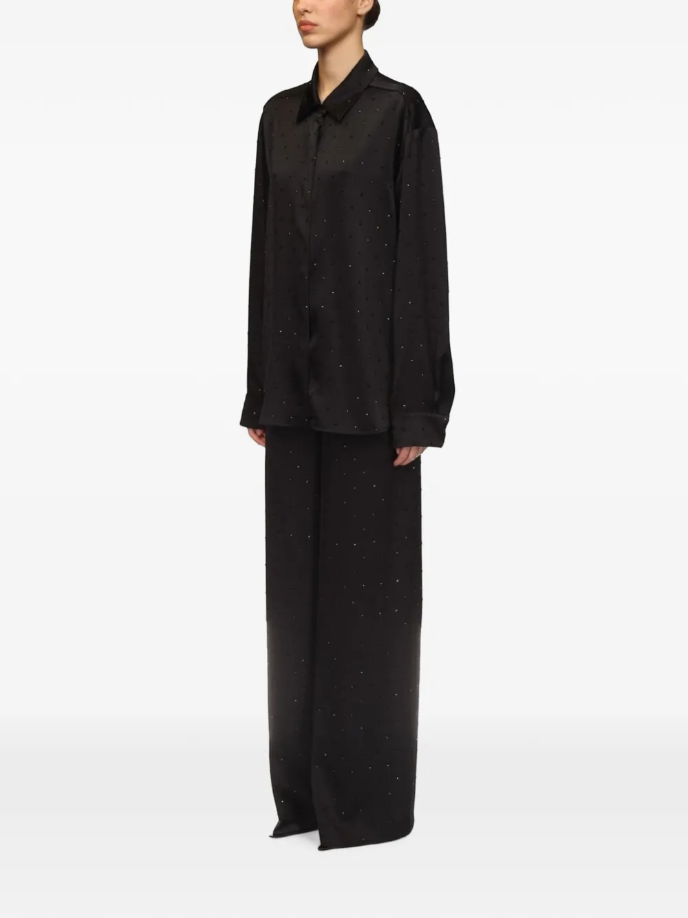 David Koma Star Rhinestone-embellished Wide-leg Trousers in Black, view 3