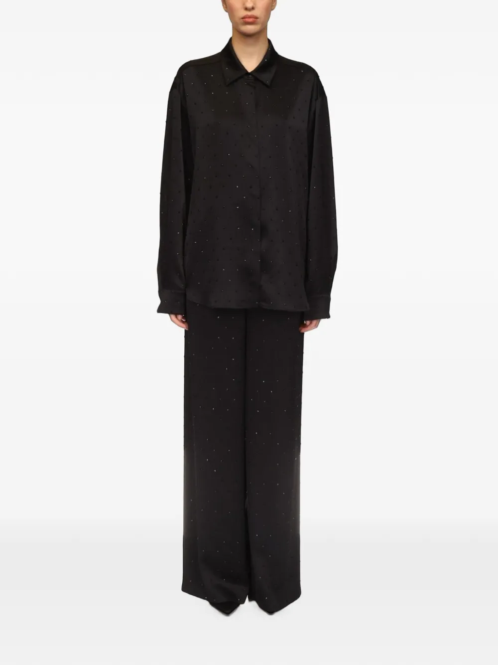 David Koma Star Rhinestone-embellished Wide-leg Trousers in Black, view 2