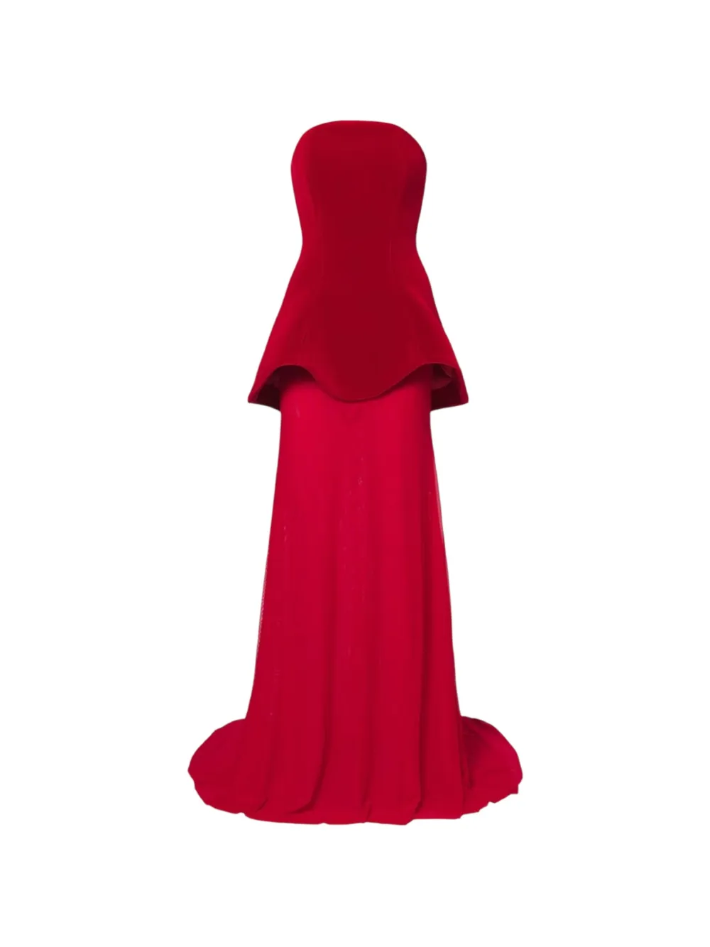 David Koma peplum strapless gown - Rosso