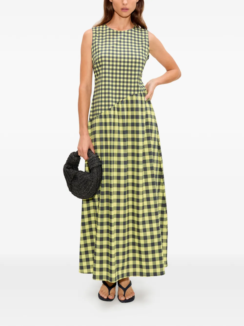 Simon Miller Laurel maxi-jurk met gingham-ruit Geel