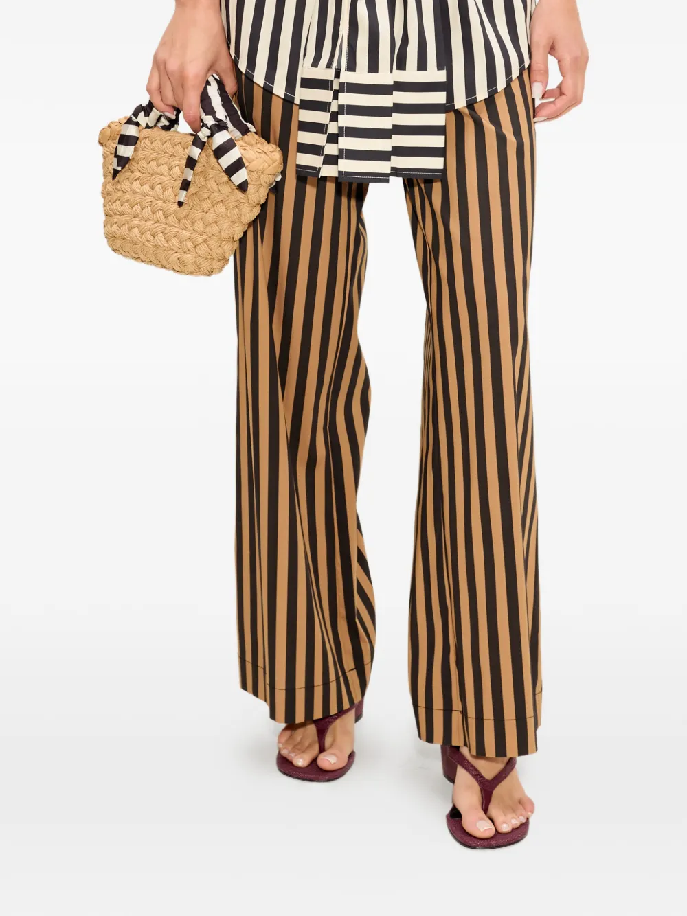 Simon Miller Pia gestreepte popeline broek Beige