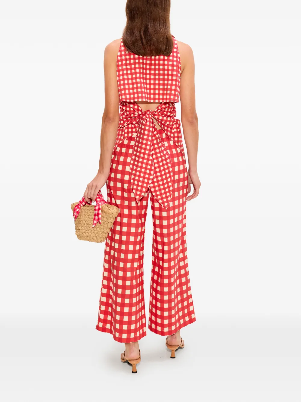 Simon Miller Toni cropped palazzo broek met gingham ruit Rood