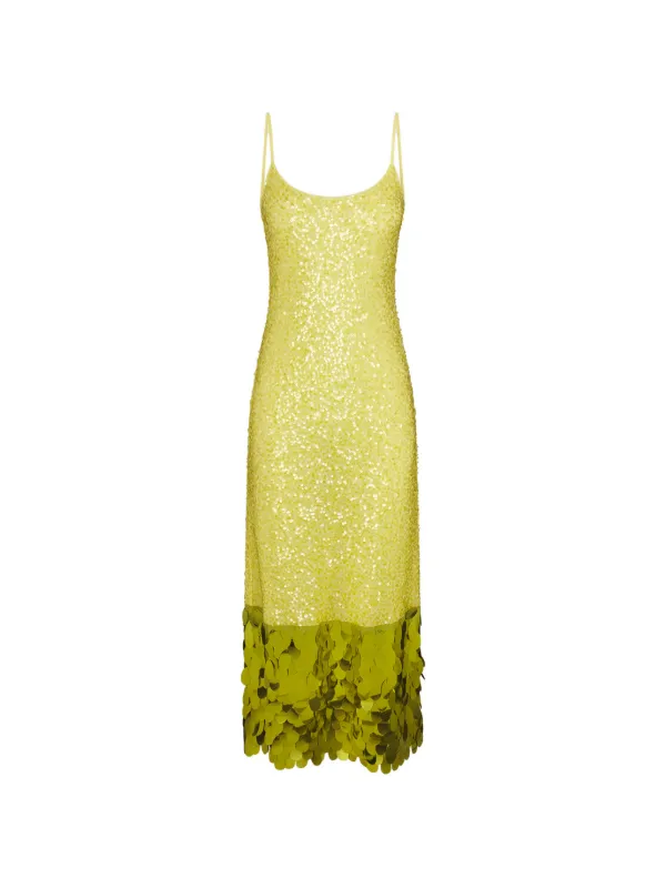 SIMONMILLER Imogen Sequin Midi Dress in Green