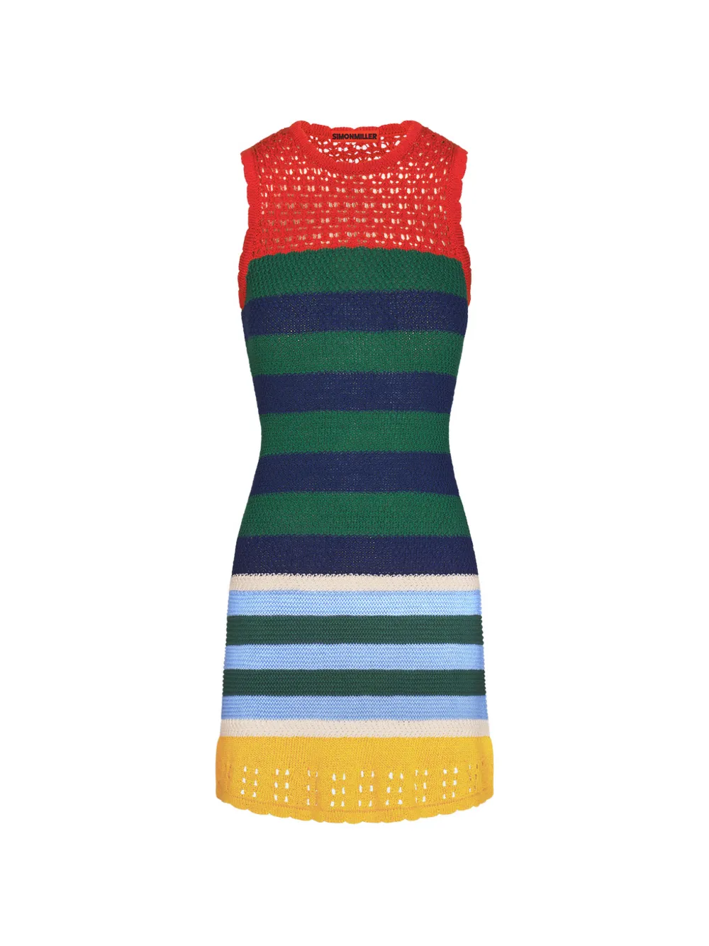 Simon Miller Yvonne striped crochet-knit mini dress - Blu