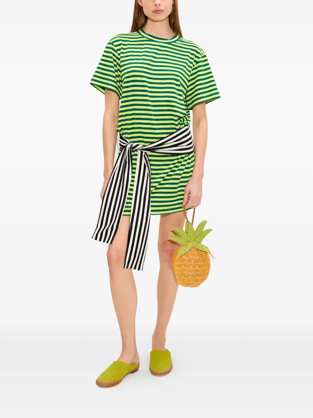 Simon Miller Lottie gestreepte T-shirtjurk Groen