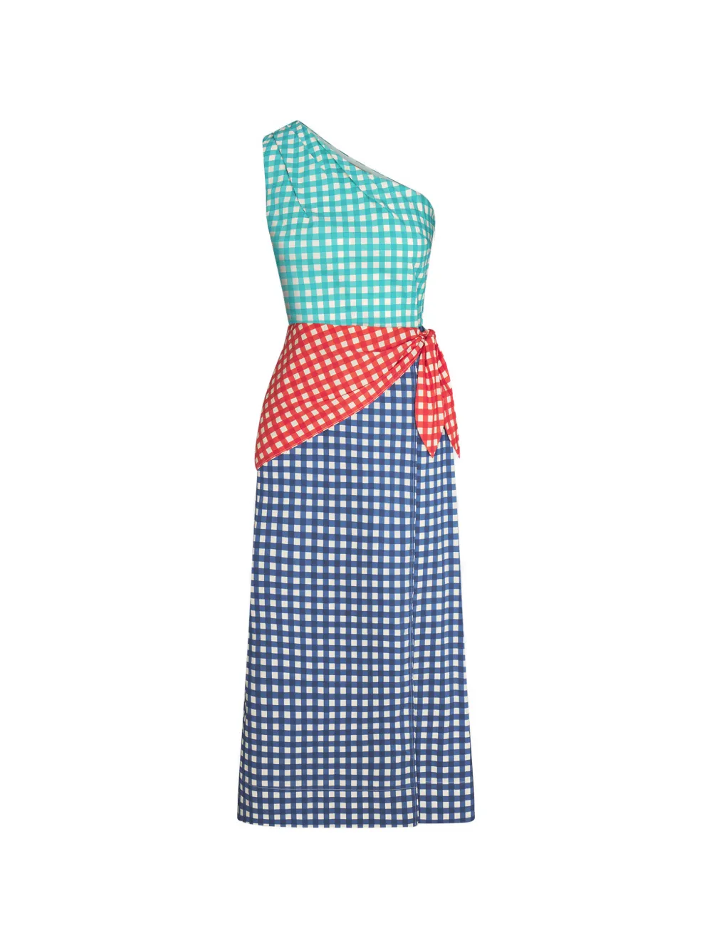 Simon Miller Belem gingham-check one-shoulder midi dress - Blau
