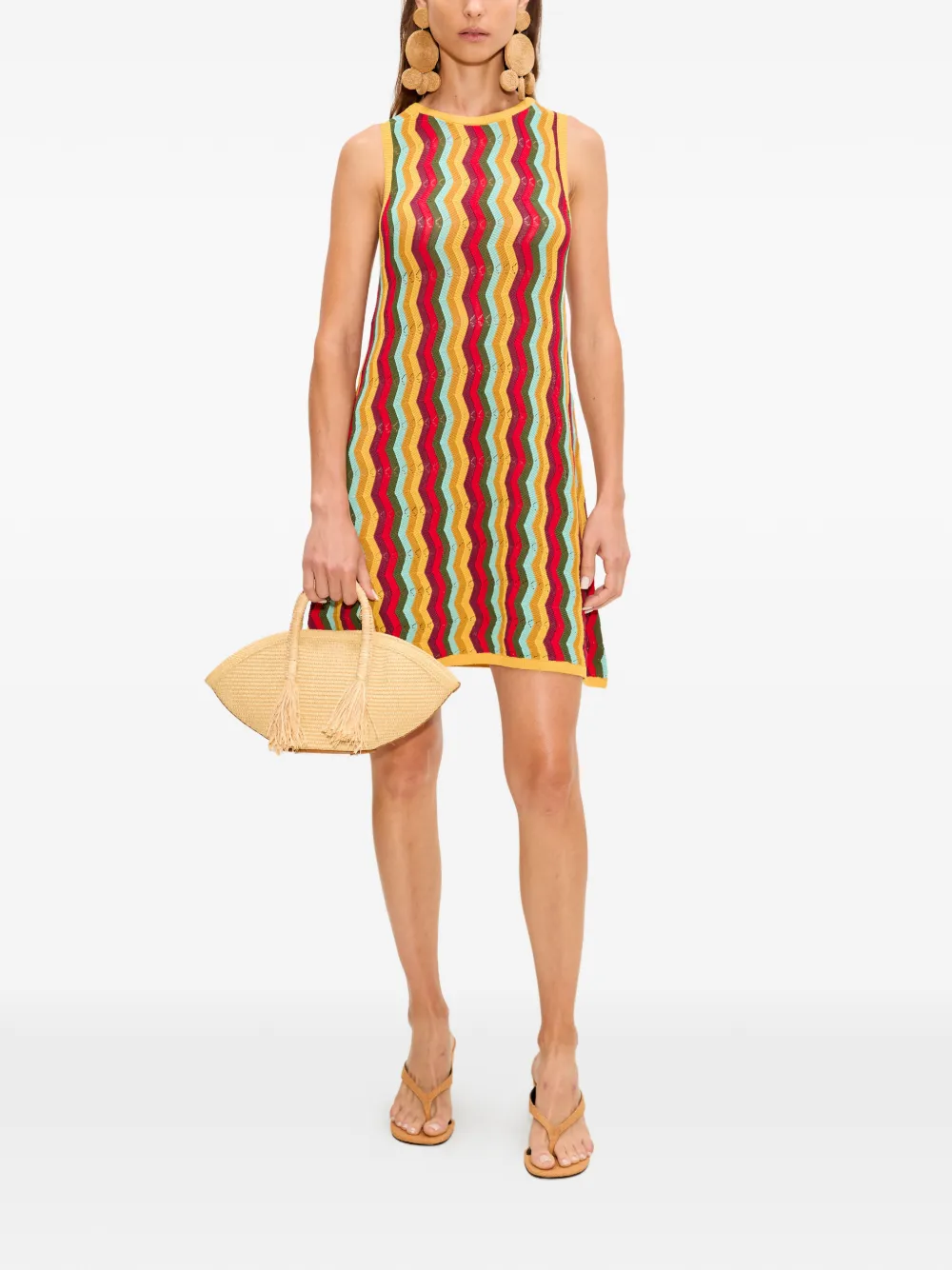 Simon Miller Hazel mouwloze mini-jurk met zigzag-patroon Rood
