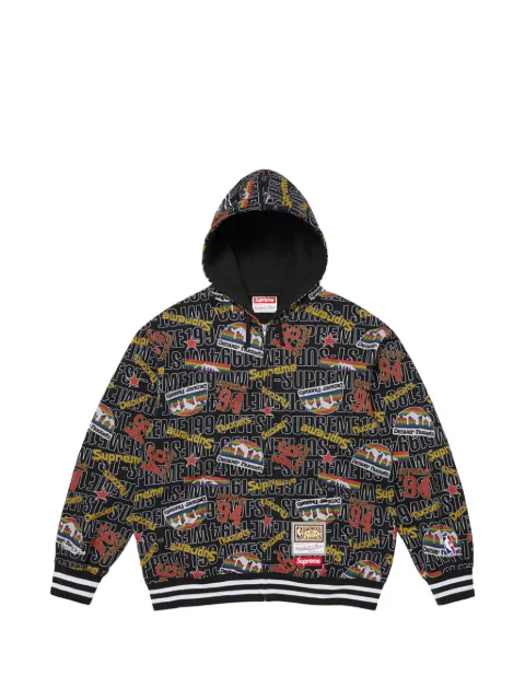 Supreme x Mitchell & Ness NBA logo-print zip-up hoodie