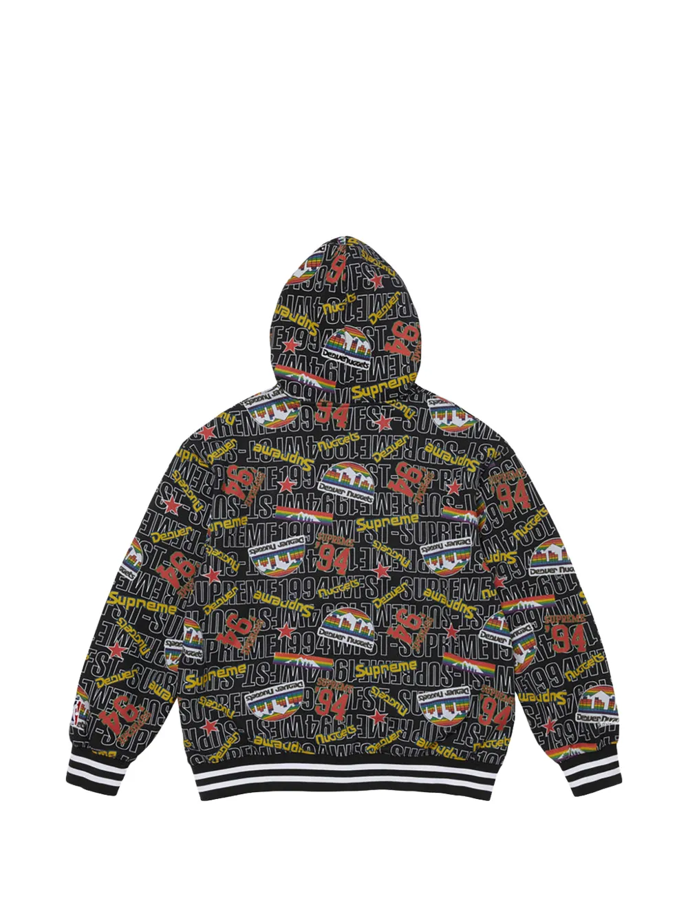 Supreme x Mitchell & Ness NBA hoodie met rits en logoprint Zwart