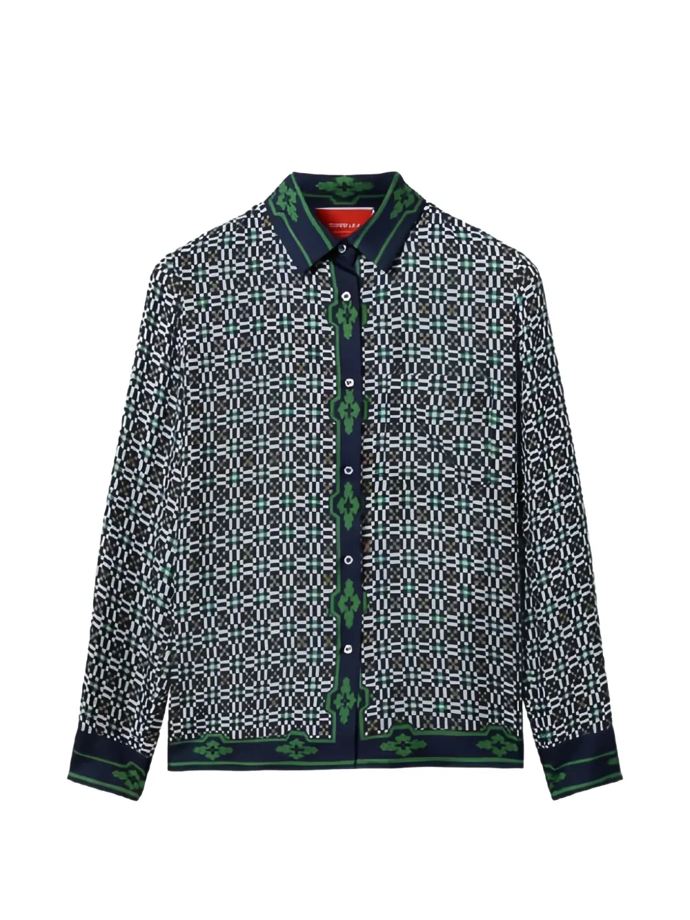 La DoubleJ Mariposa Placée placed-print silk shirt - Blu