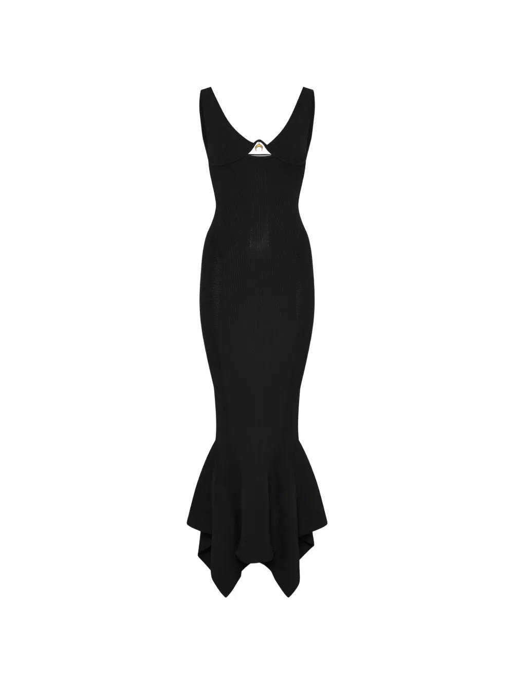 Marine Serre crescent moon ribbed knit dress - Nero