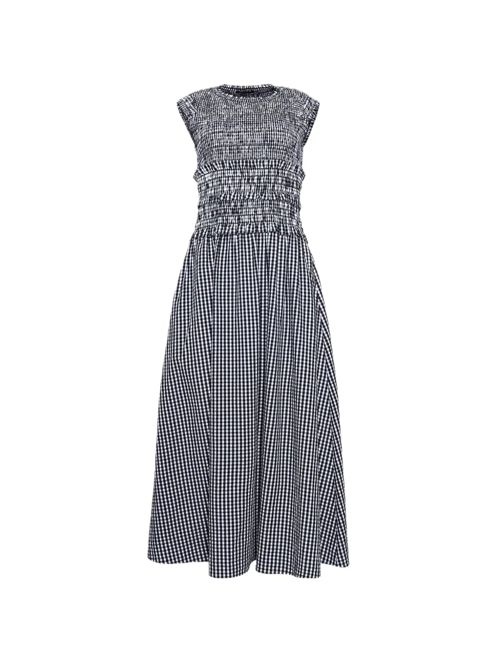 Hunter Louise Smocked Gingham Midi Dress In Black