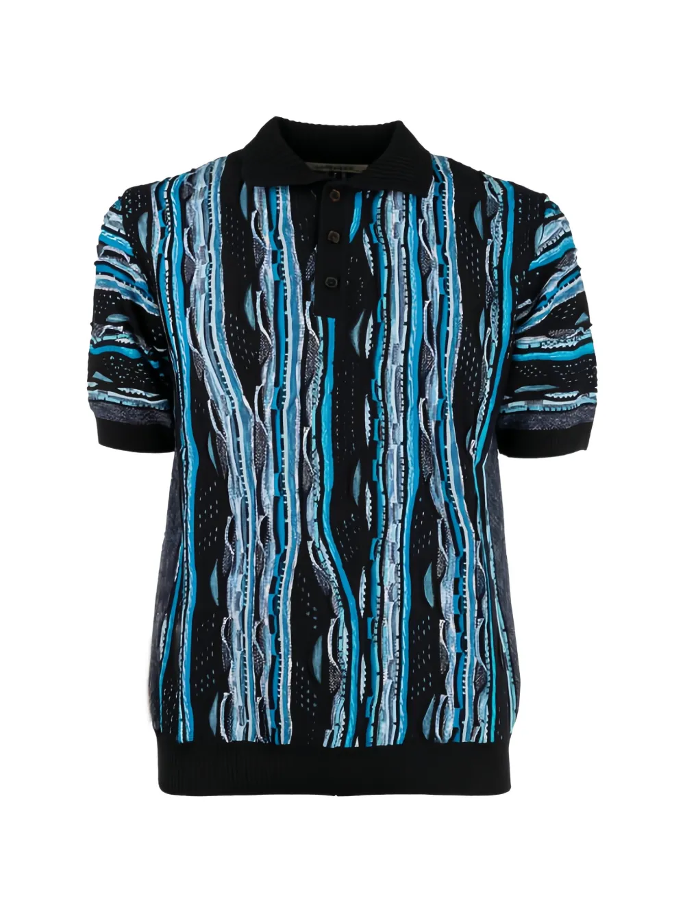 LORENZONI abstract-knit polo shirt - Nero