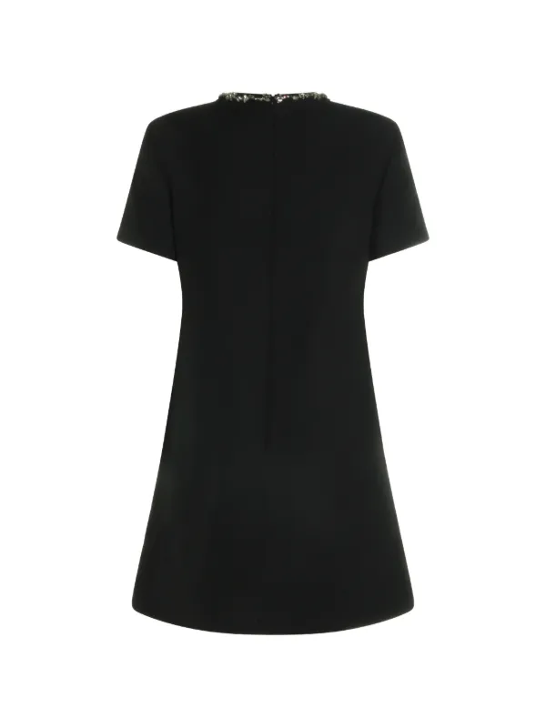 embroidered crepe couture short dress Valentino Embroidered Crepe Couture Short Dress Woman Black/gold/silver 42