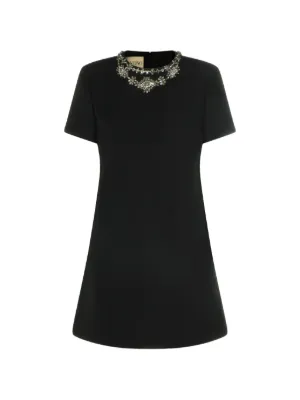 valentino rainbow crystal embellished short sleeve dress Valentino Garavani Embellished Wool And Silk-blend Crepe Mini Dress - Women - Gold Dresses