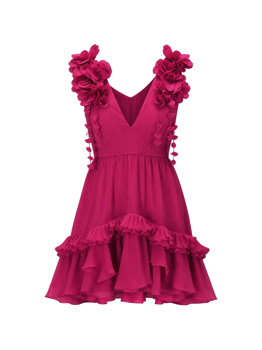 PatBO floral-appliqué ruffled mini dress - Rosa