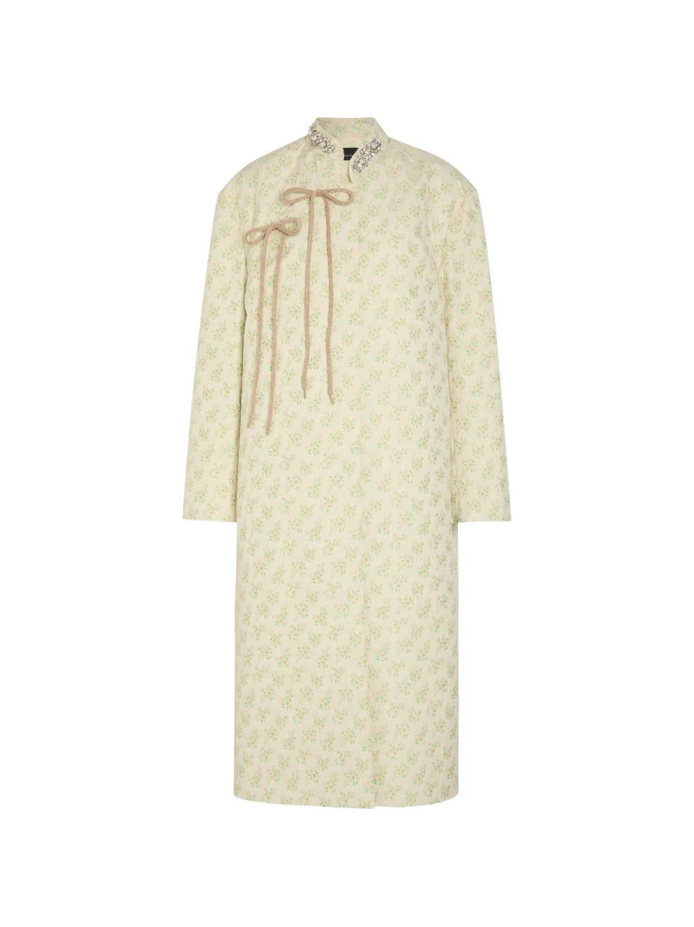 Simone Rocha floral-print crystal-embellished coat - Toni neutri