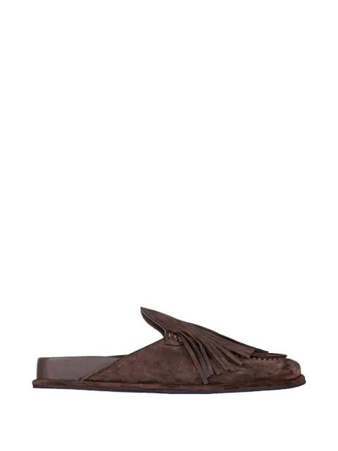 JVAM fringe-detail suede mules