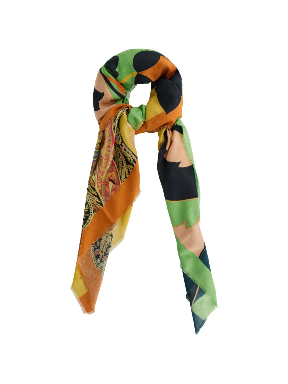 ETRO paisley-print frayed scarf - Arancione