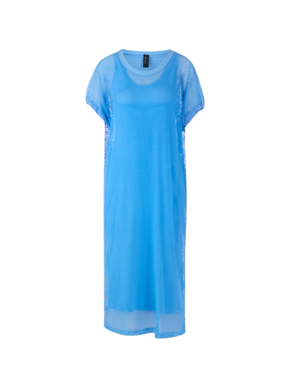 MARCCAIN mesh-overlay midi dress - Blu