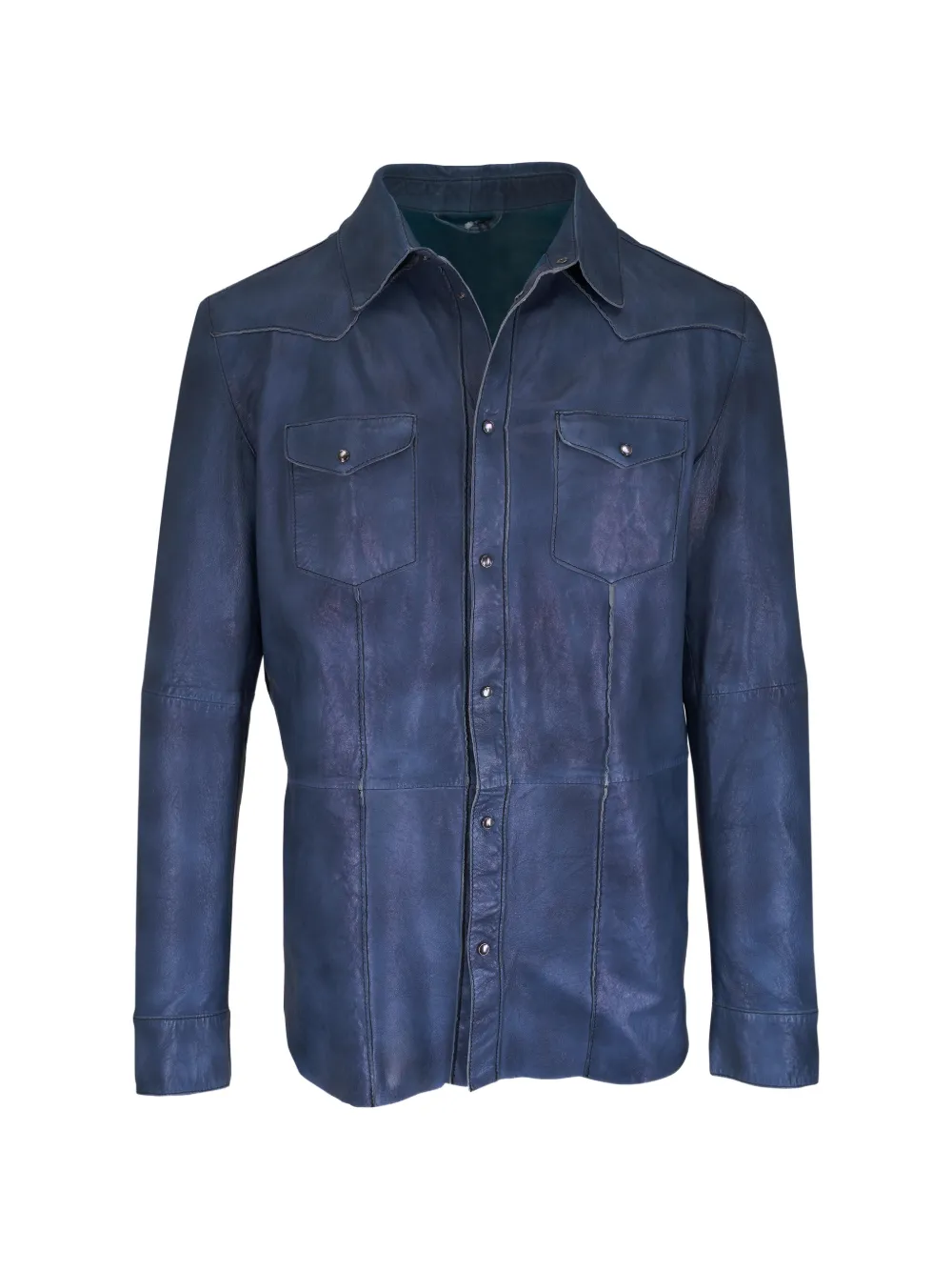 Gimo's Italiana leather press-stud jacket - Blau