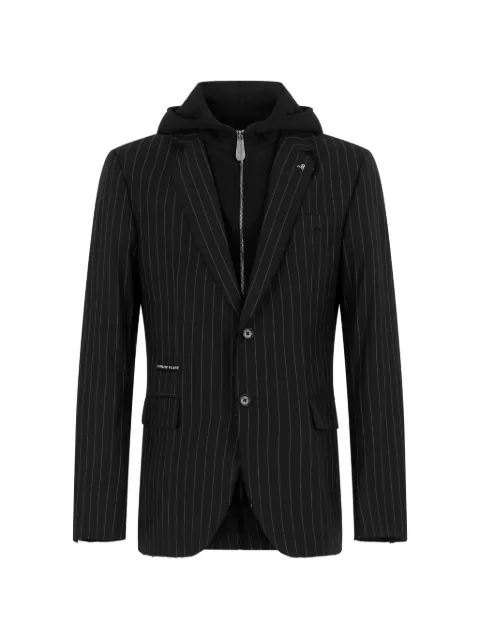 Philipp Plein pinstripe-pattern hooded blazer