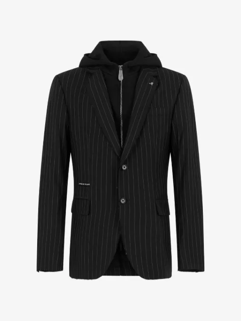 Philipp Plein pinstripe-pattern hooded blazer