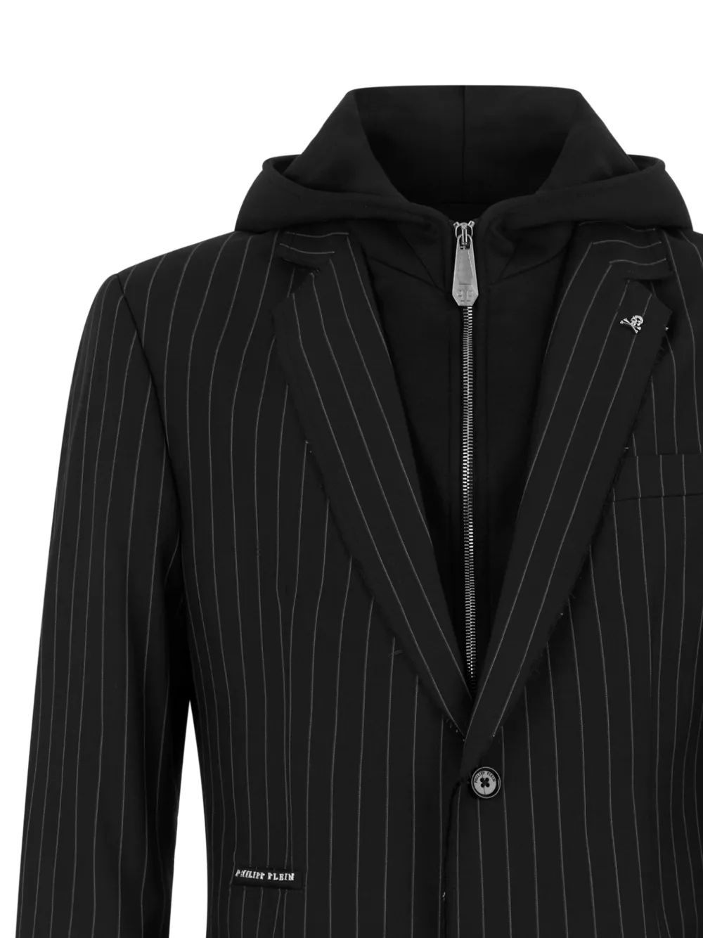 Philipp Plein Blazer met krijtstreep en capuchon Zwart