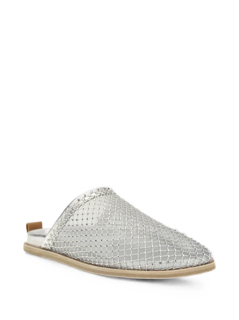 Forte crystal-embellished mesh mules Zilver