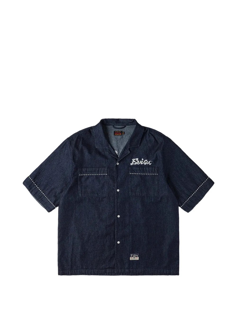 Evisu Logo-embroidered Short-sleeve Shirt In Blue