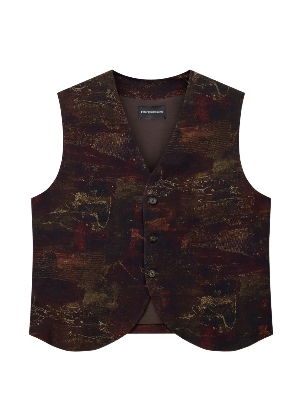 Emporio Armani Gilet con stampa astratta e perline - Marrone