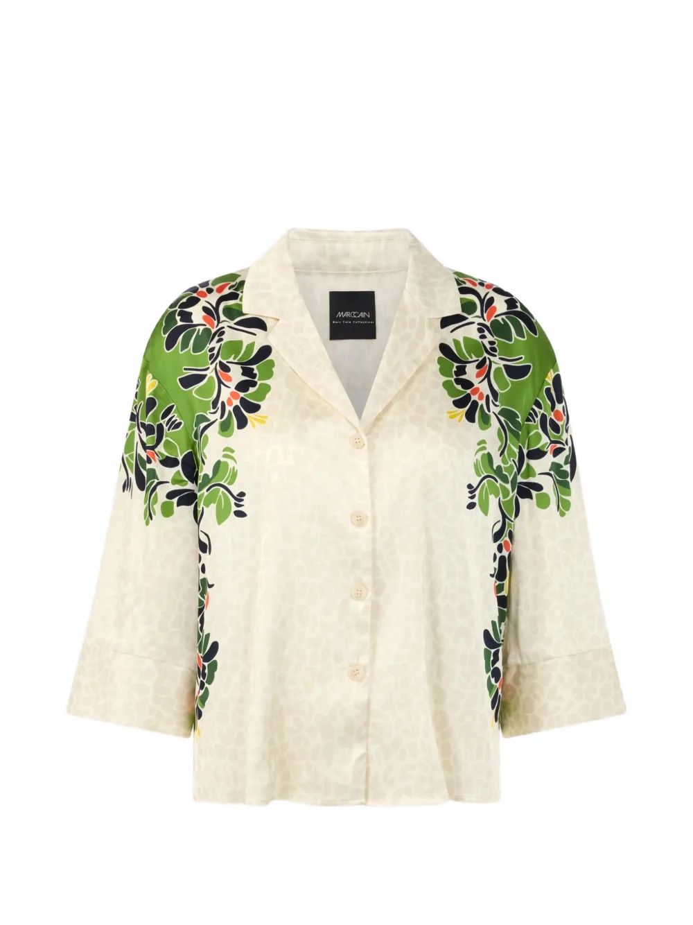 Marccain Floral-print Leopard-pattern Blouse In Brown
