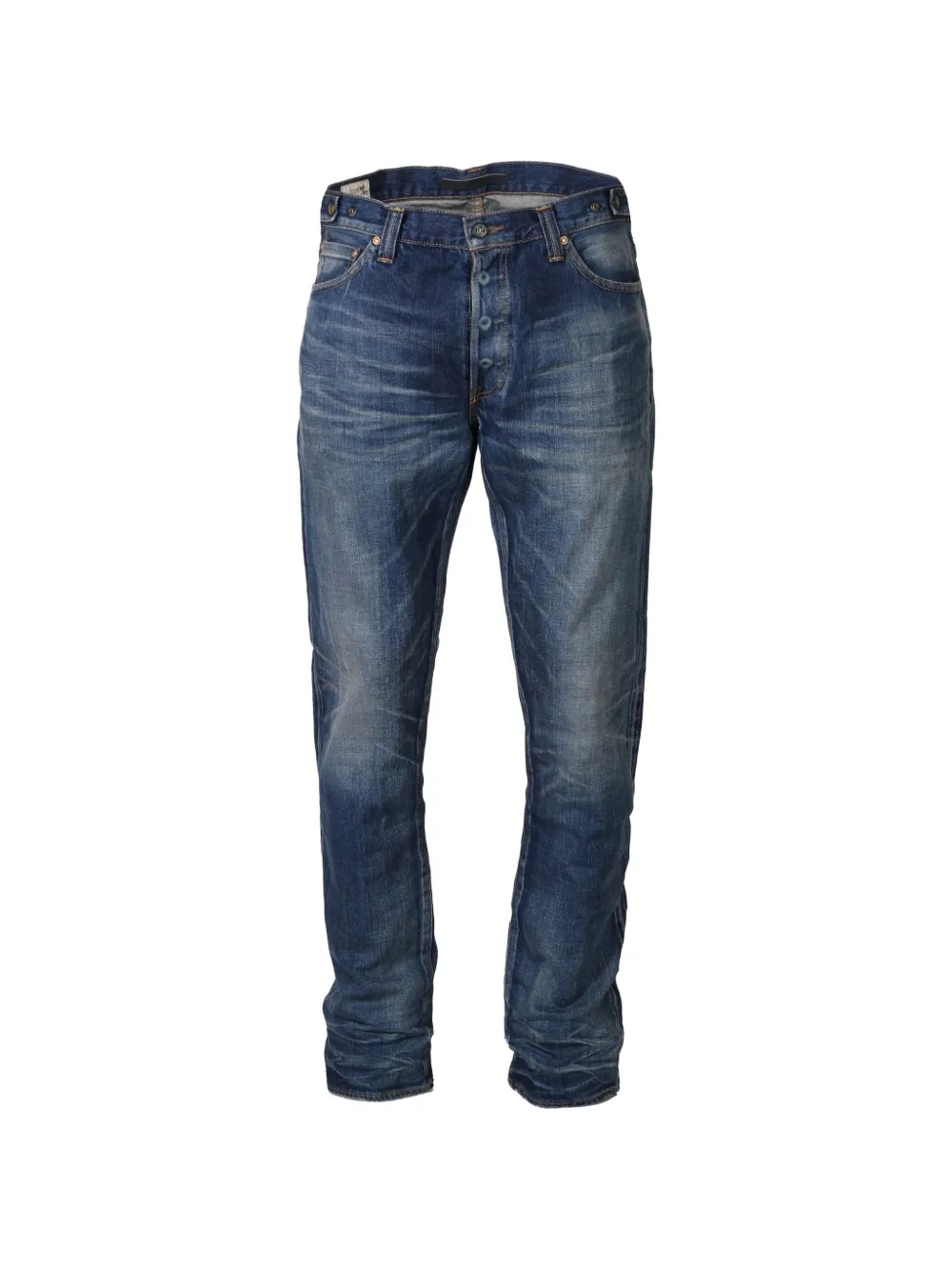 Mastercraft Union Whiskered Faded Jeans In Blue