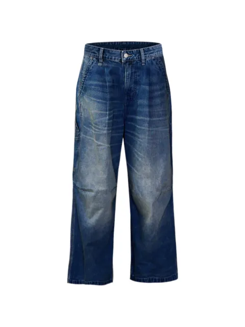 R13 pleated faded-effect jeans