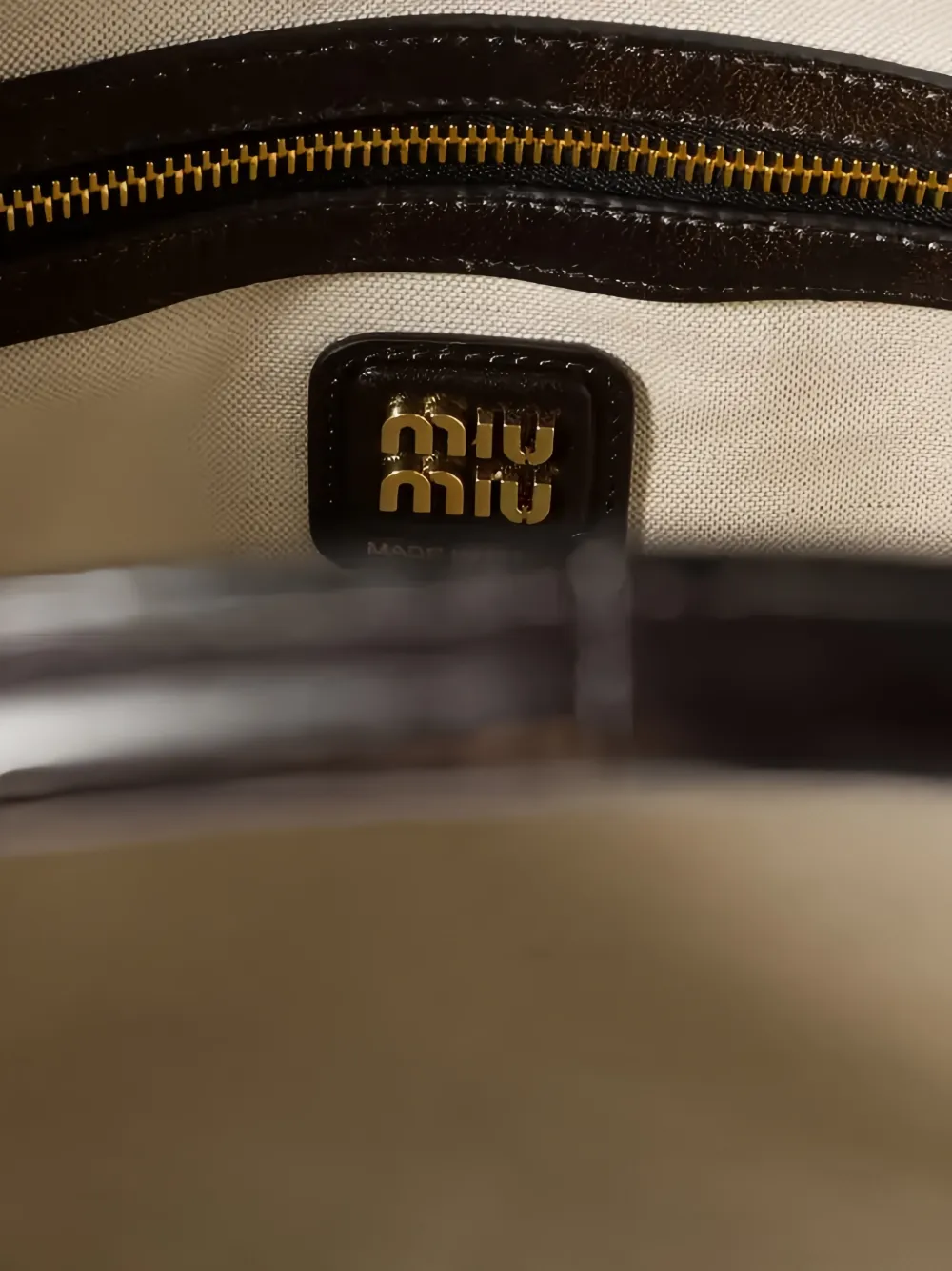Miu Ivy leren shopper Zwart