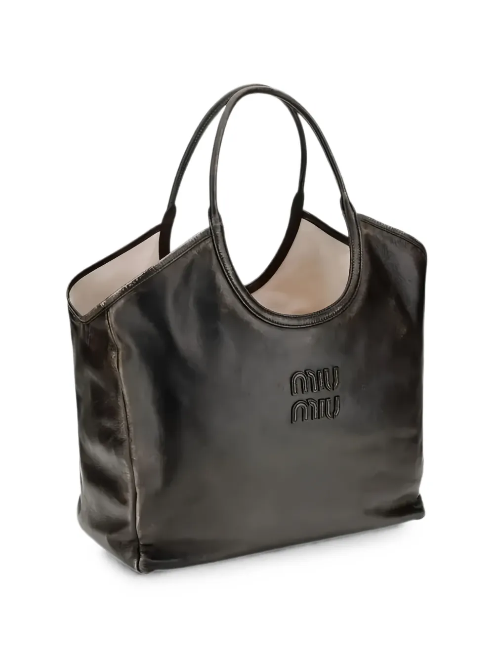 Miu Ivy leren shopper Zwart