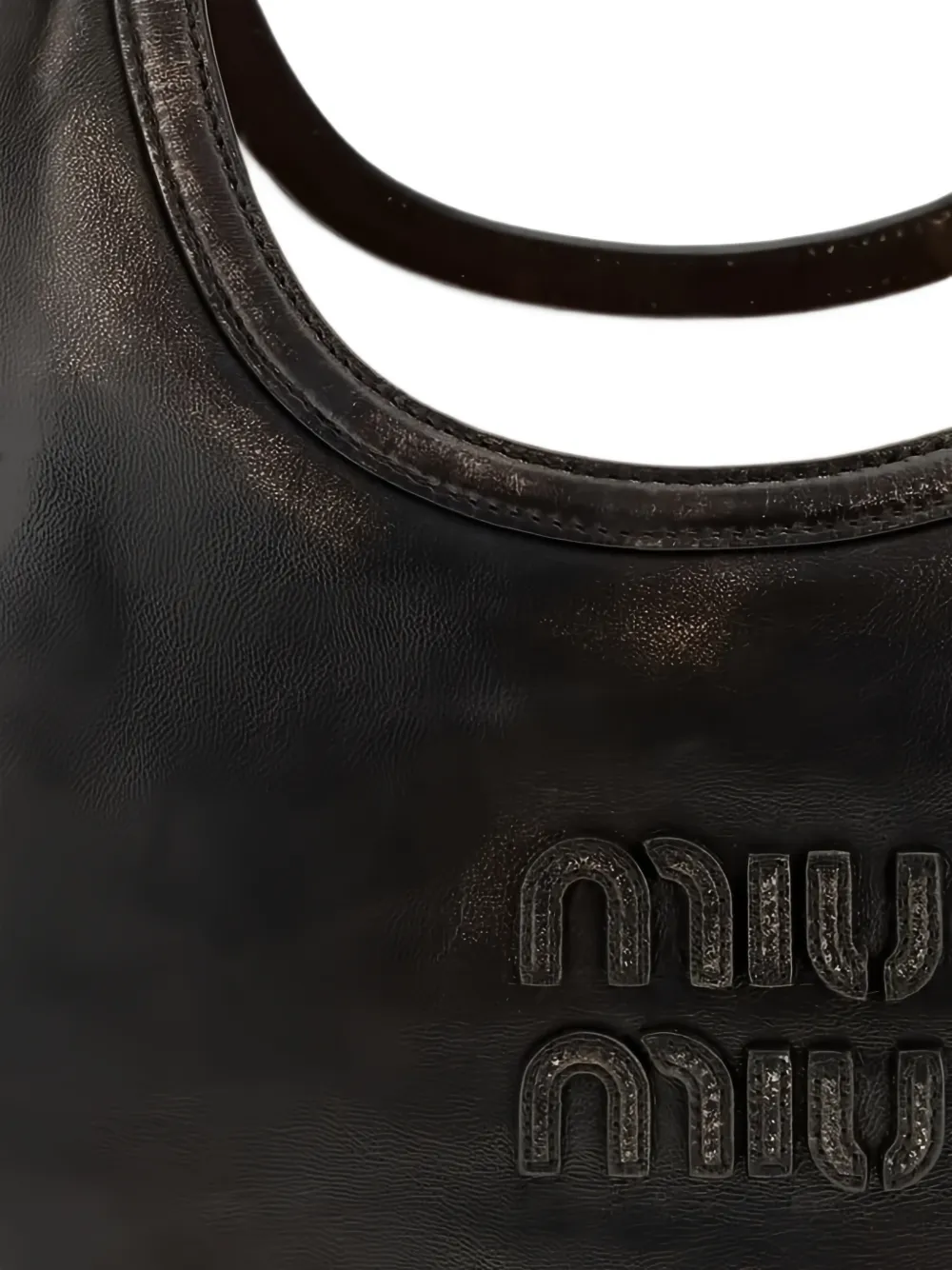 Miu Ivy leren shopper Zwart
