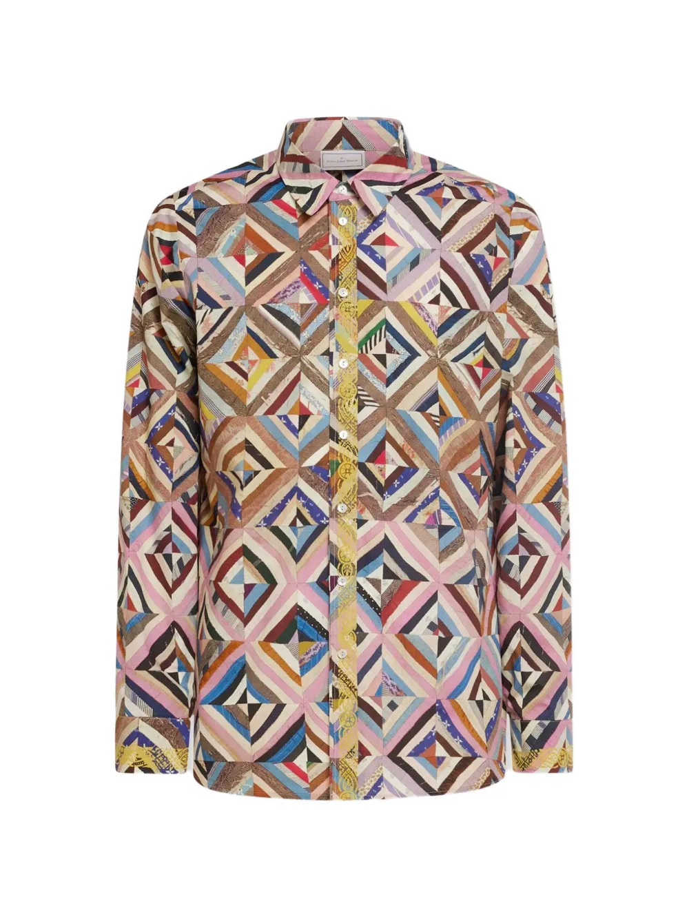 Pierre-Louis Mascia geometric-print patchwork-effect shirt - Toni neutri