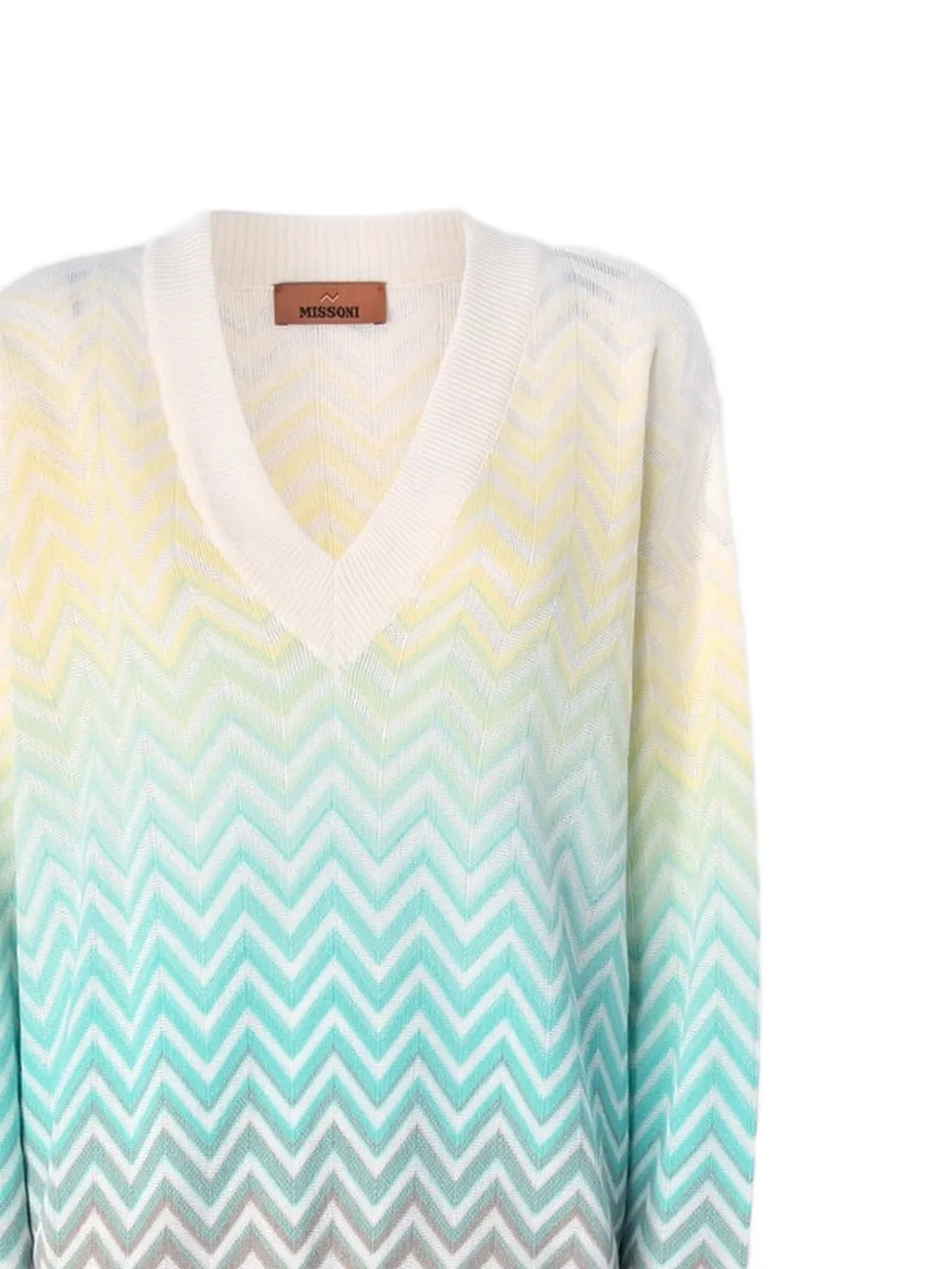 Missoni Trui met zigzag-patroon en V-hals Blauw