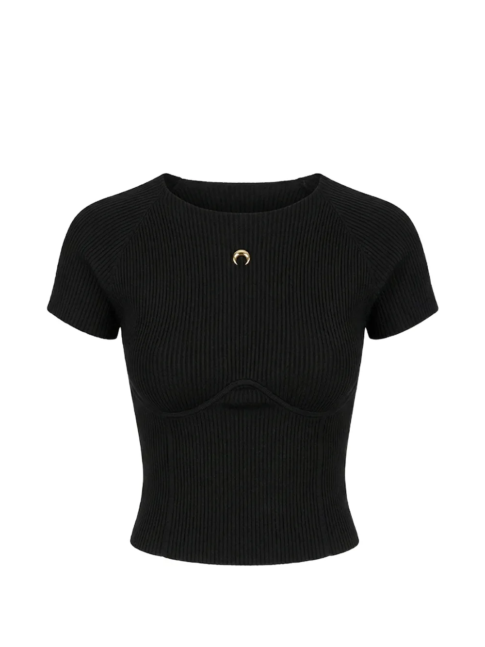 Marine Serre ribbed-knit Crescent Moon top - Schwarz
